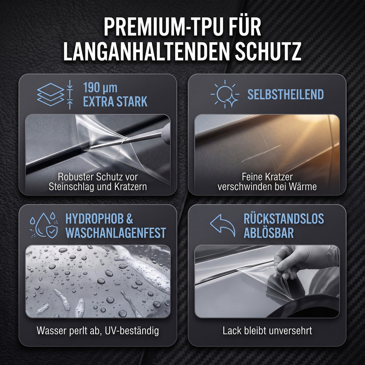 GD-Shield Lackschutzfolie 32,5cm x 1,50m Rolle Transparent TPU Selbstheilend Set