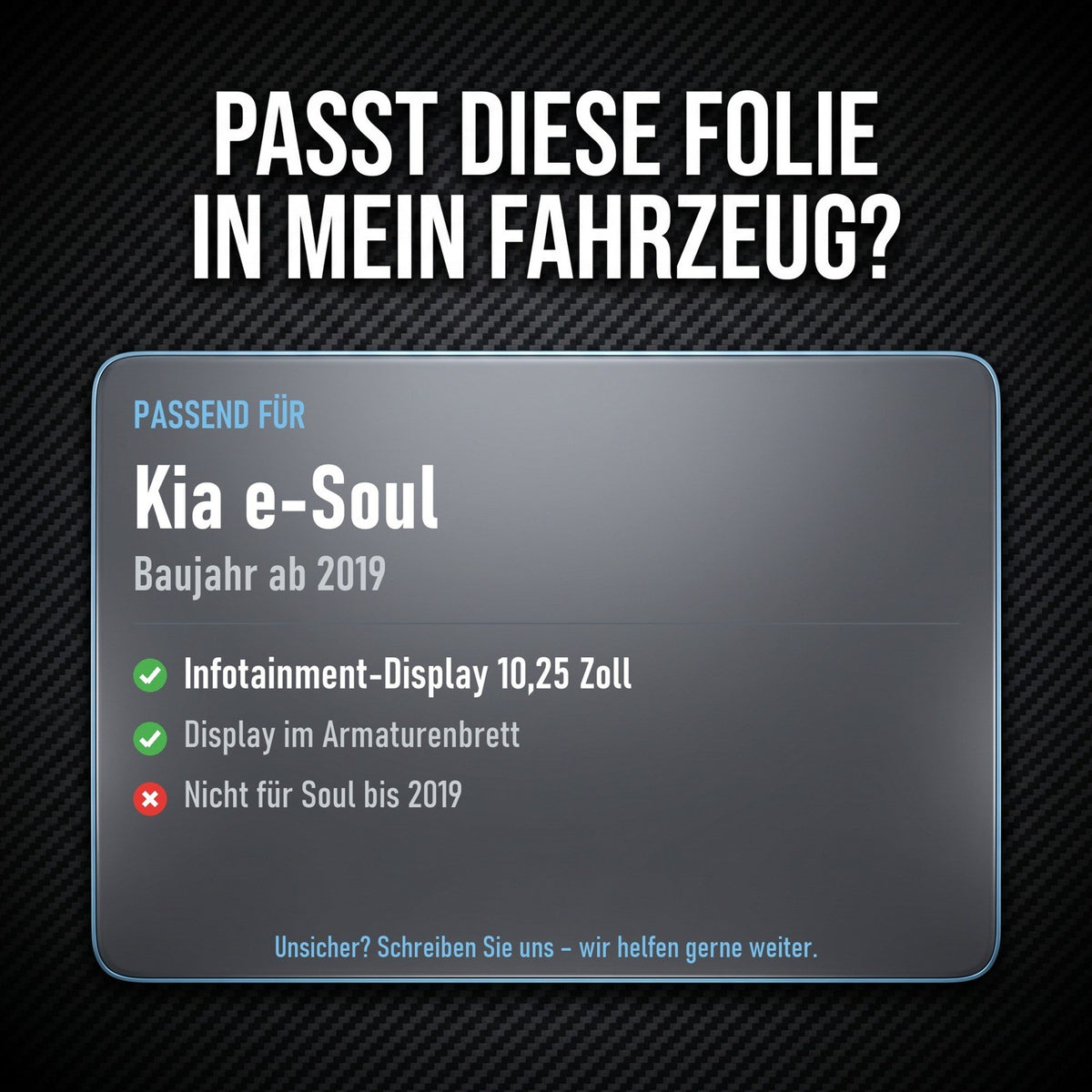 Displayschutzfolie Matt für Kia e-Soul ab 2019 10,25 Zoll Navi Anti-Fingerprint