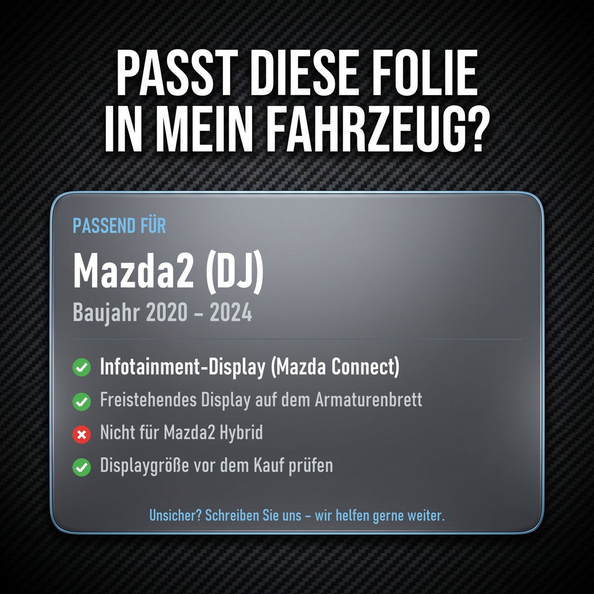 Displayschutzfolie Matt für Mazda2 DJ Facelift 2020-2024 Navi Entspiegelt