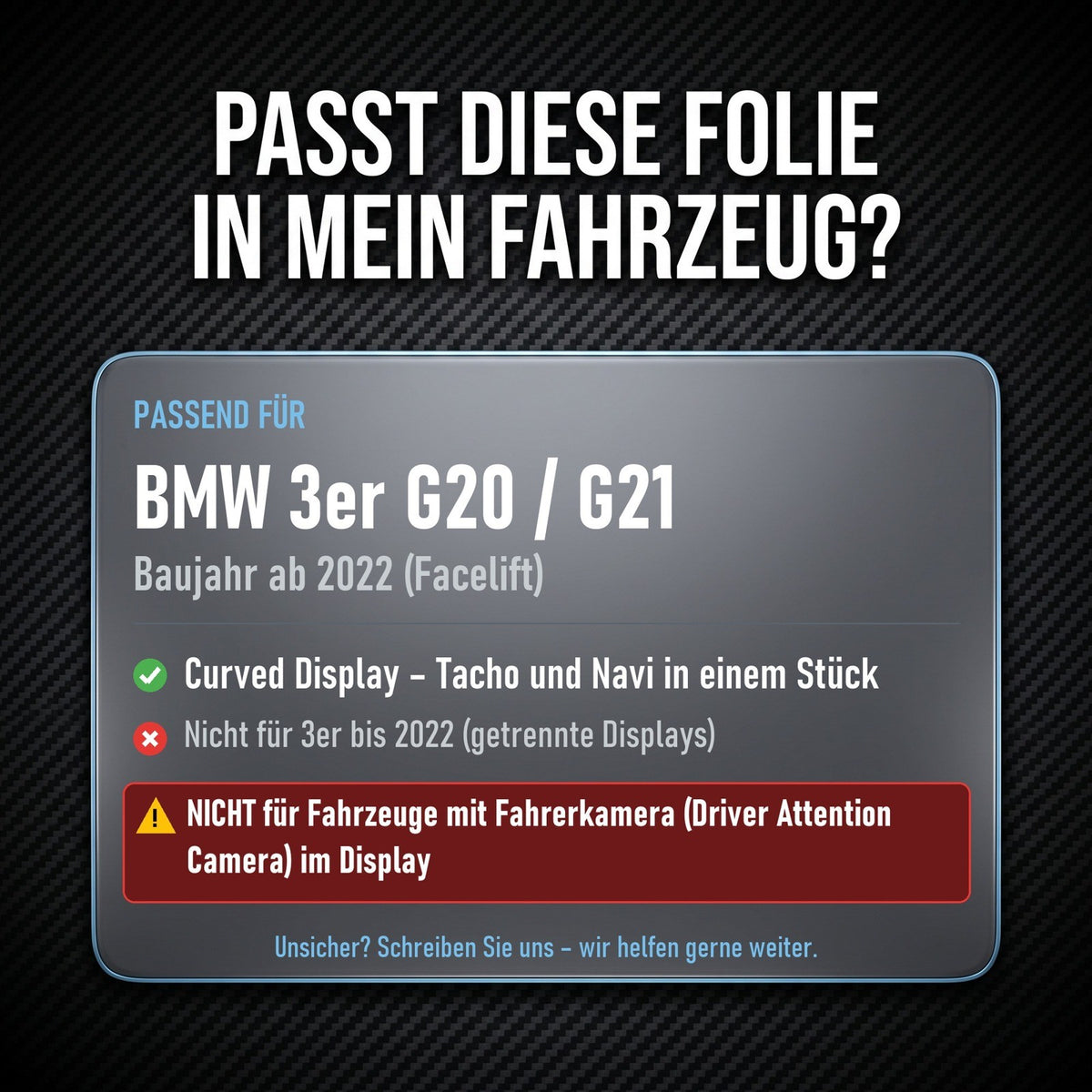 Displayschutzfolie Matt für BMW 3er G20 G21 ab 2022 Curved Display Entspiegelt