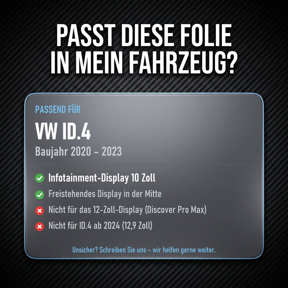 Displayschutzfolie Matt für VW ID.4 2020-2023 10 Zoll Navi Anti-Fingerprint