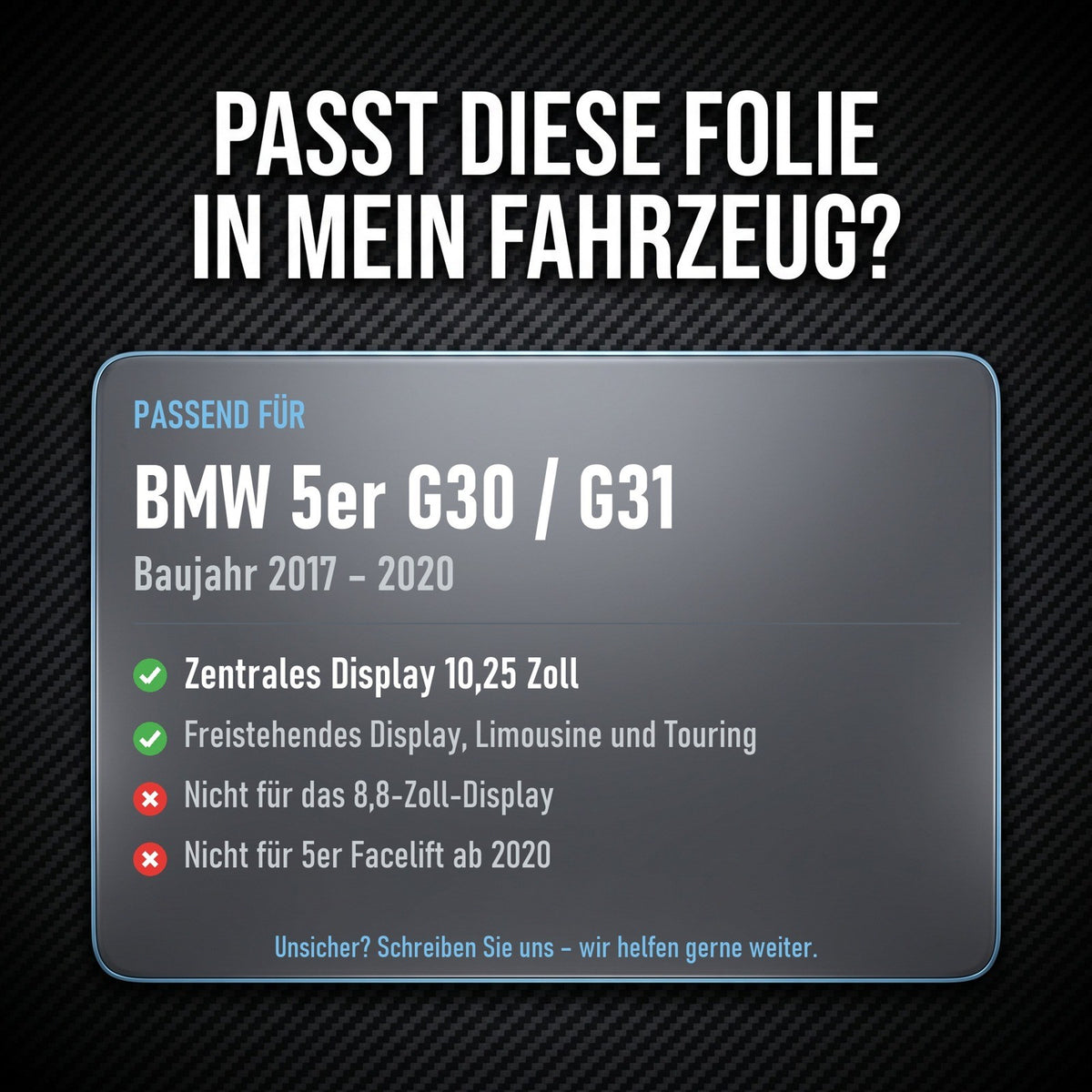 Displayschutzfolie Matt für BMW 5er G30 G31 2017-2020 10,25 Zoll Navi Display
