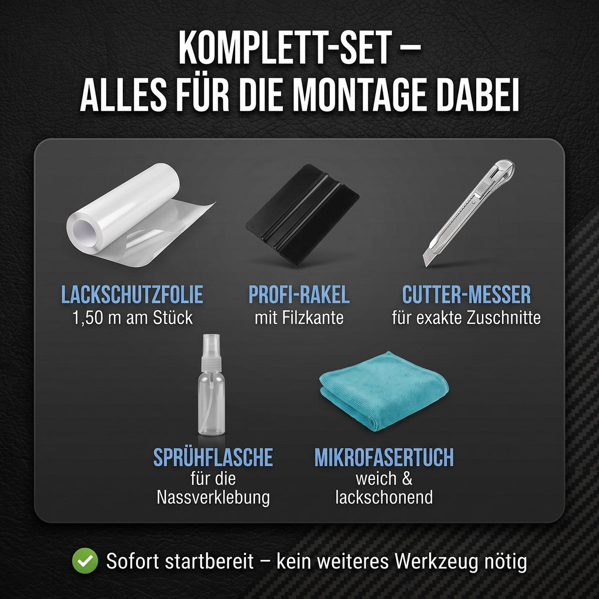 GD-Shield Lackschutzfolie 15cm x 1,50m Rolle Transparent TPU Selbstheilend Set