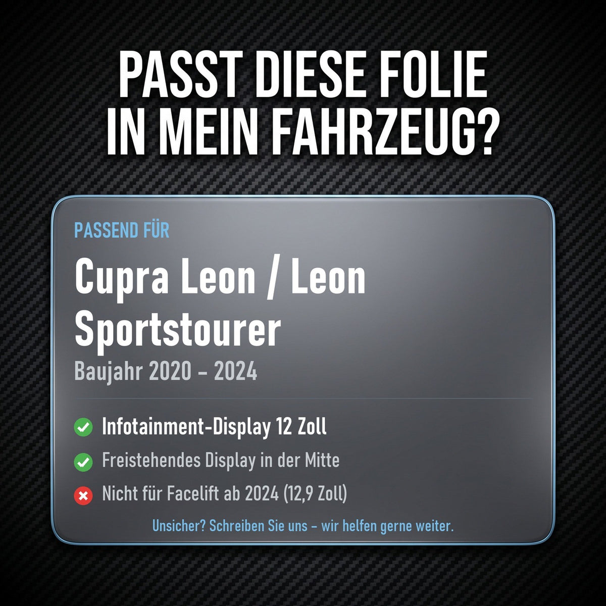 Displayschutzfolie Matt für Cupra Leon KL 2020-2024 12 Zoll Navi Entspiegelt