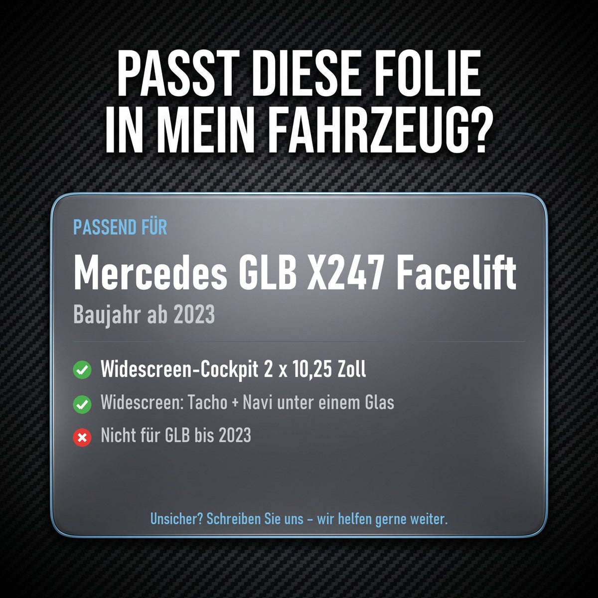 Displayschutzfolie Matt für Mercedes GLB X247 Facelift ab 2023 Widescreen 10,25