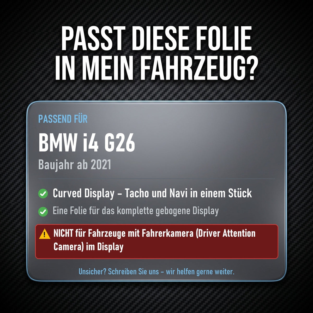 Displayschutzfolie Matt für BMW i4 G26 ab 2021 Curved Display Anti-Fingerprint