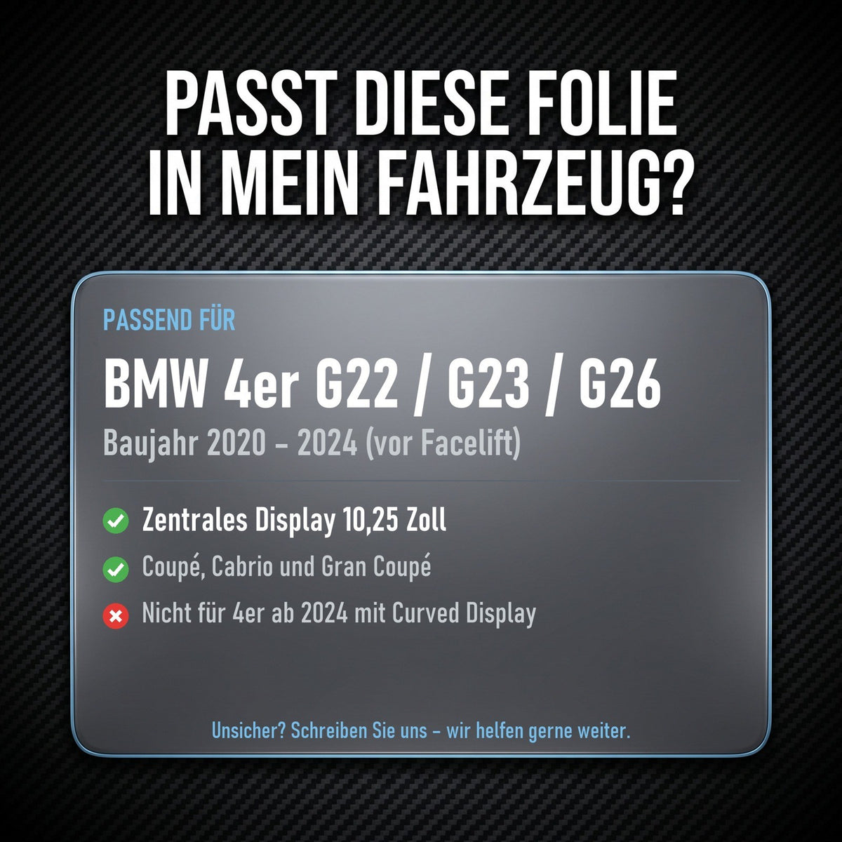 Displayschutzfolie Matt für BMW 4er G22 G23 G26 2020-2024 10,25 Zoll Navi