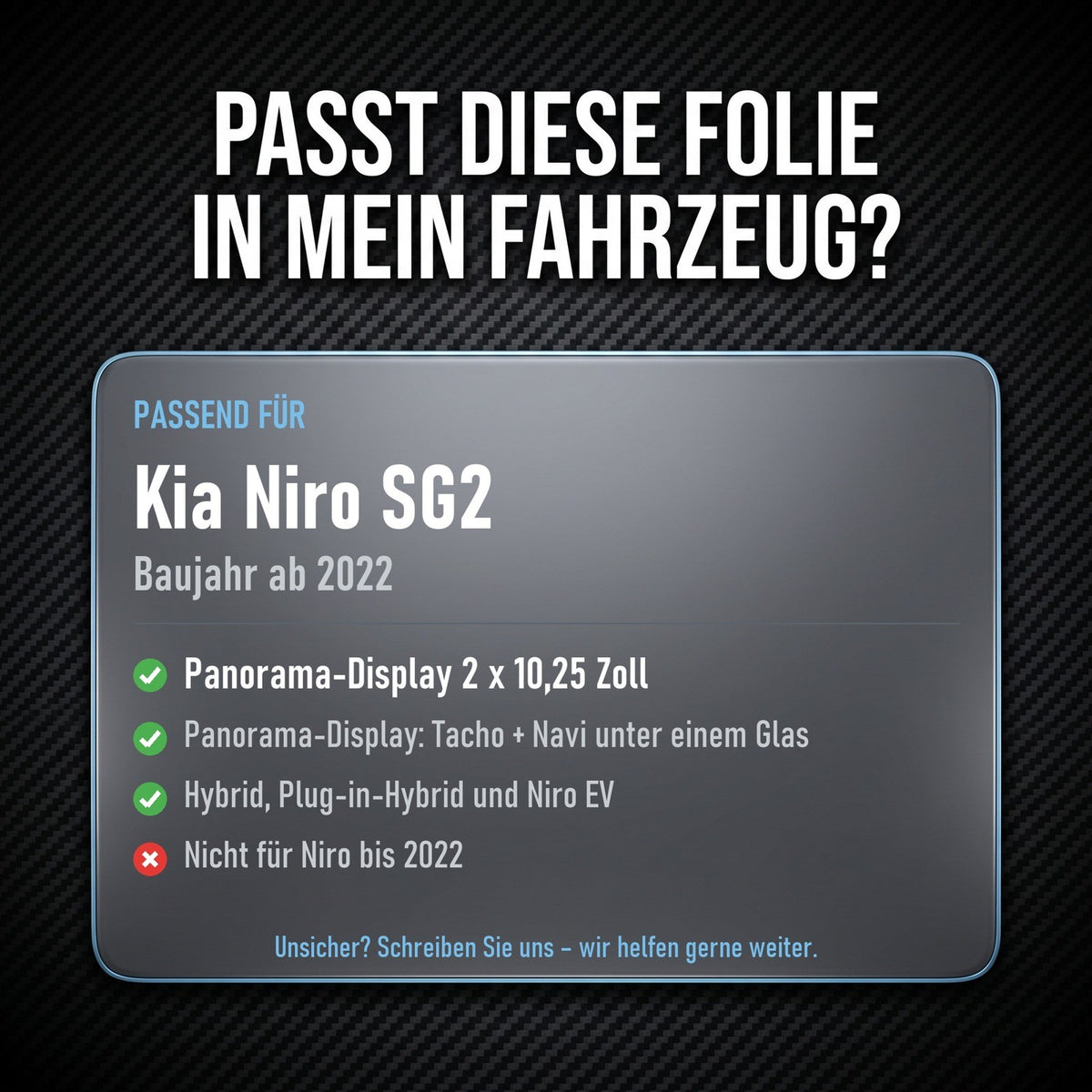 Displayschutzfolie Matt für Kia Niro SG2 ab 2022 Panorama Display 10,25 Zoll