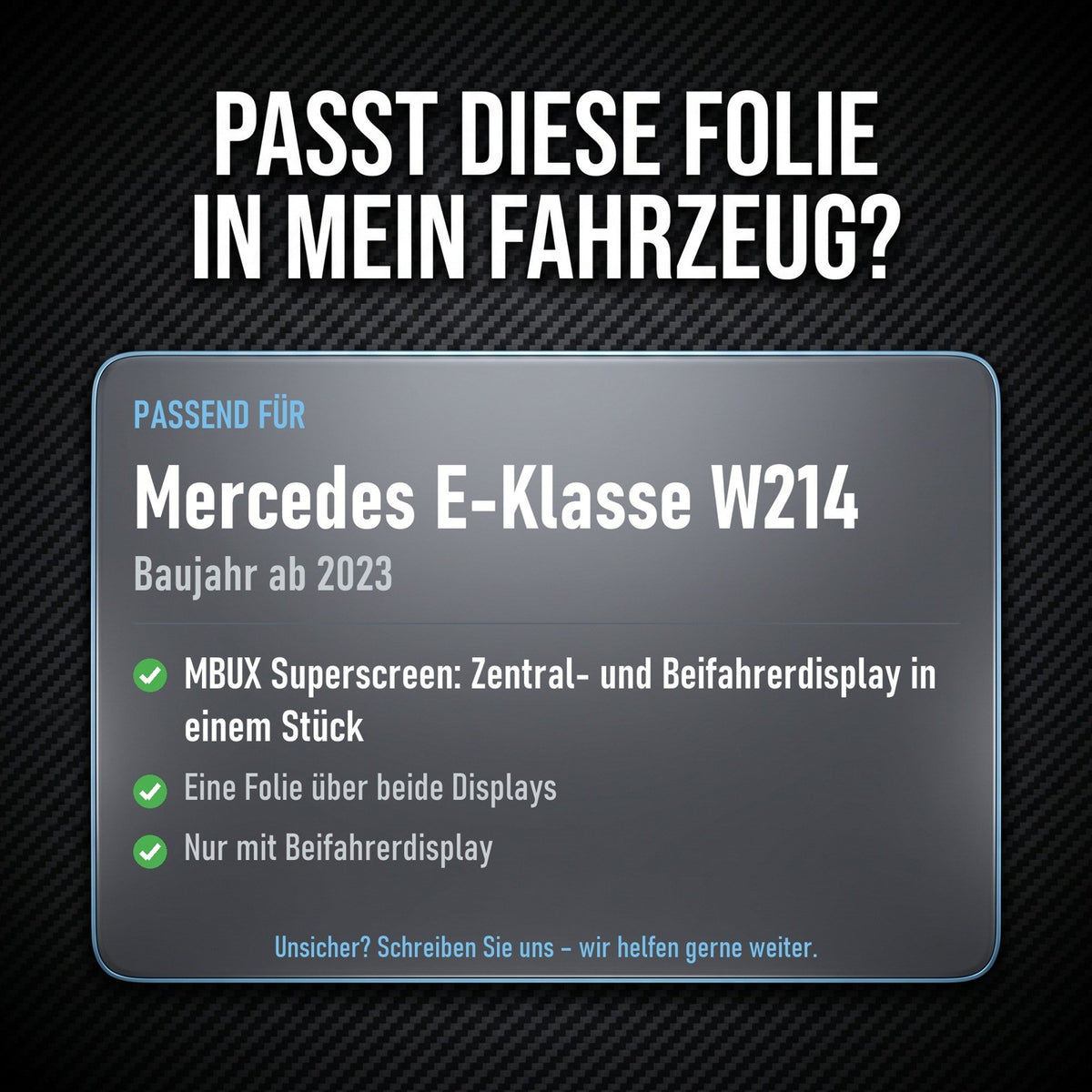 Displayschutzfolie Matt für Mercedes E-Klasse W214 ab 2023 Superscreen einteilig