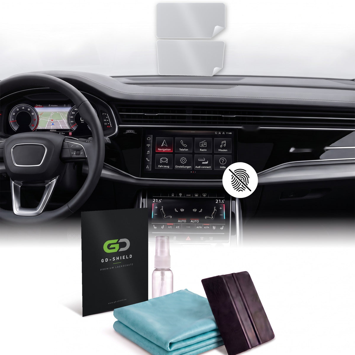 Displayschutzfolie Matt für Audi Q7 4M Facelift ab 2019 MMI + Klima 2-teilig