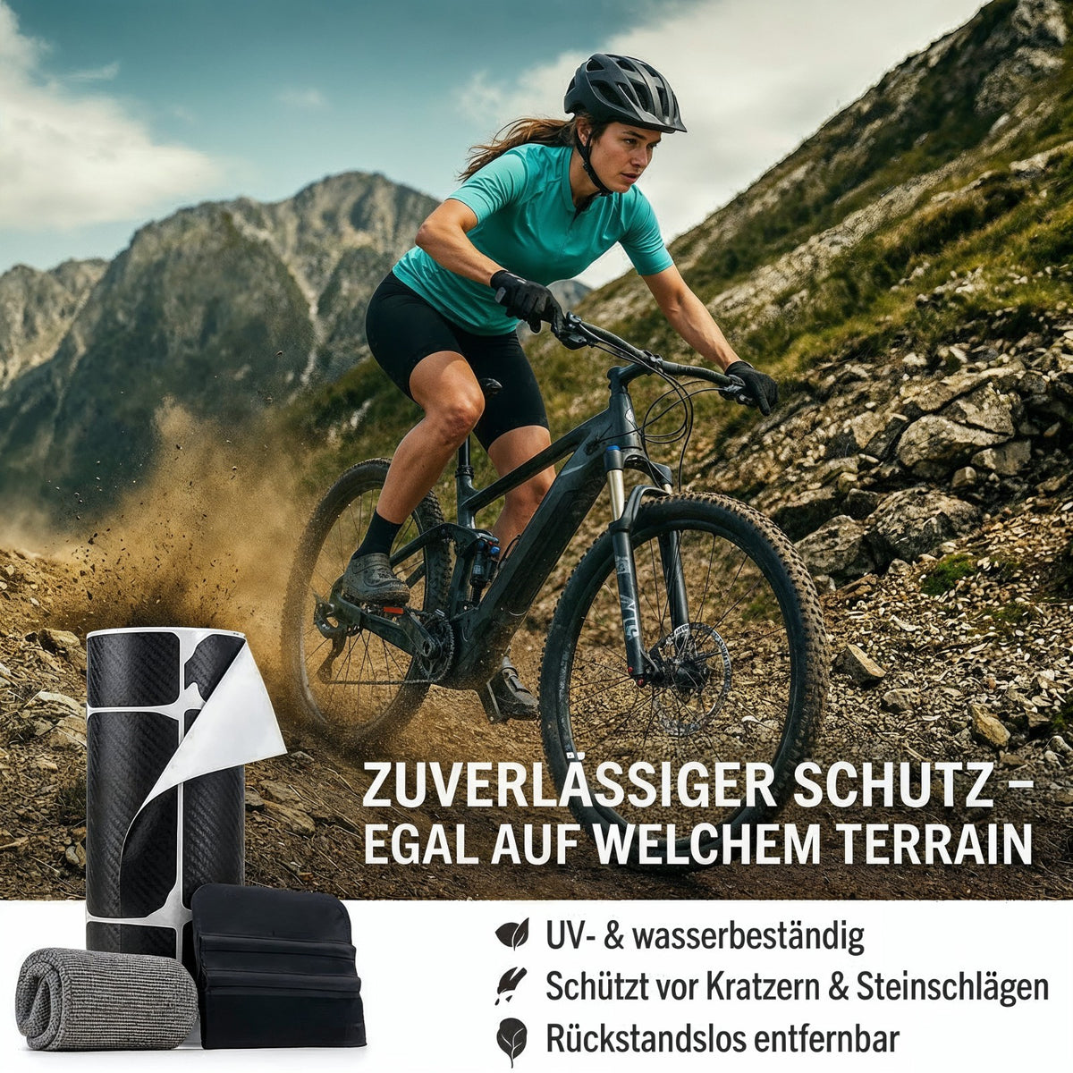 Fahrradrahmen Schutzfolie Set Carbon Folie für MTB, E-Bike & Rennrad Kratzschutz