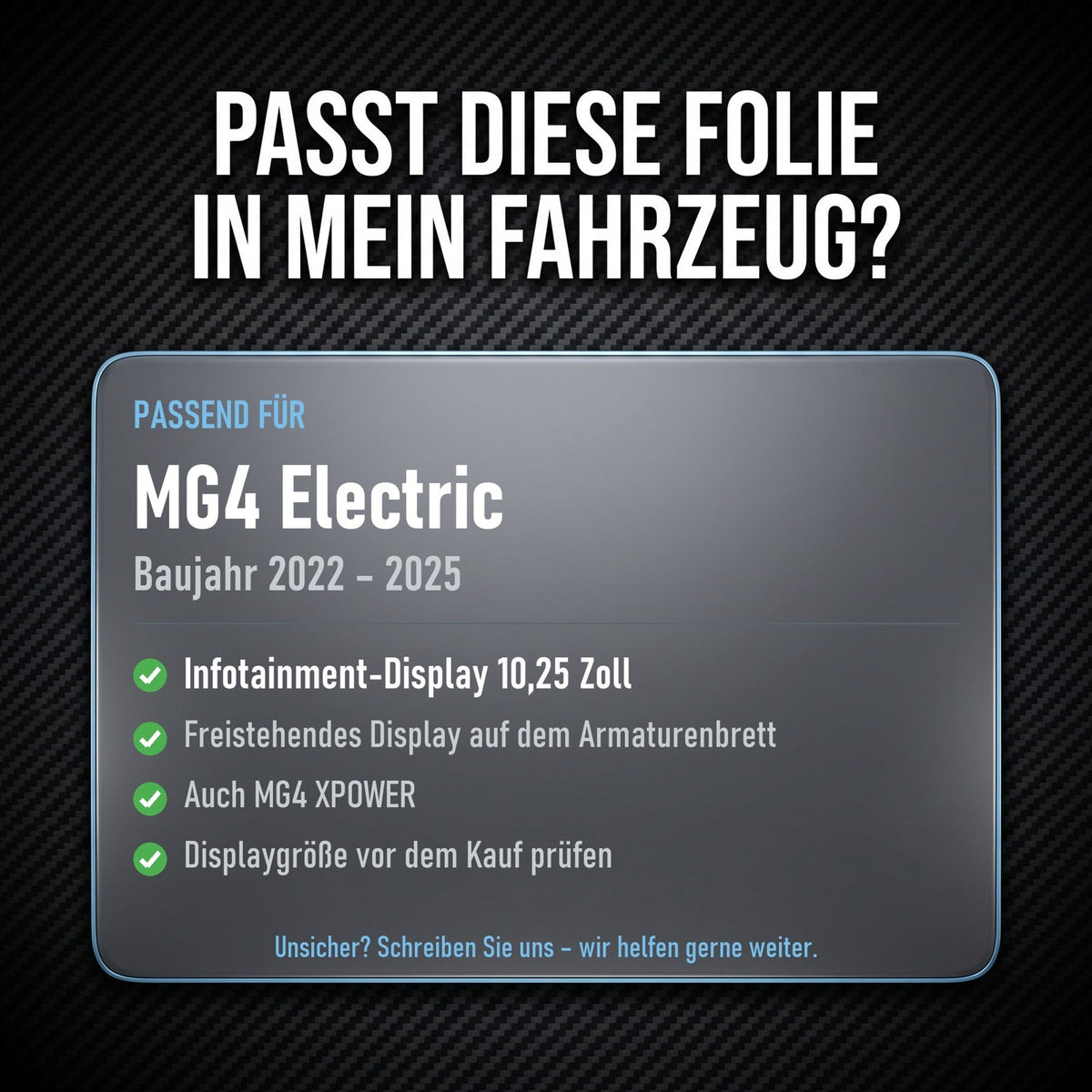 Displayschutzfolie Matt für MG4 Electric 2022-2025 10,25 Zoll Navi Entspiegelt