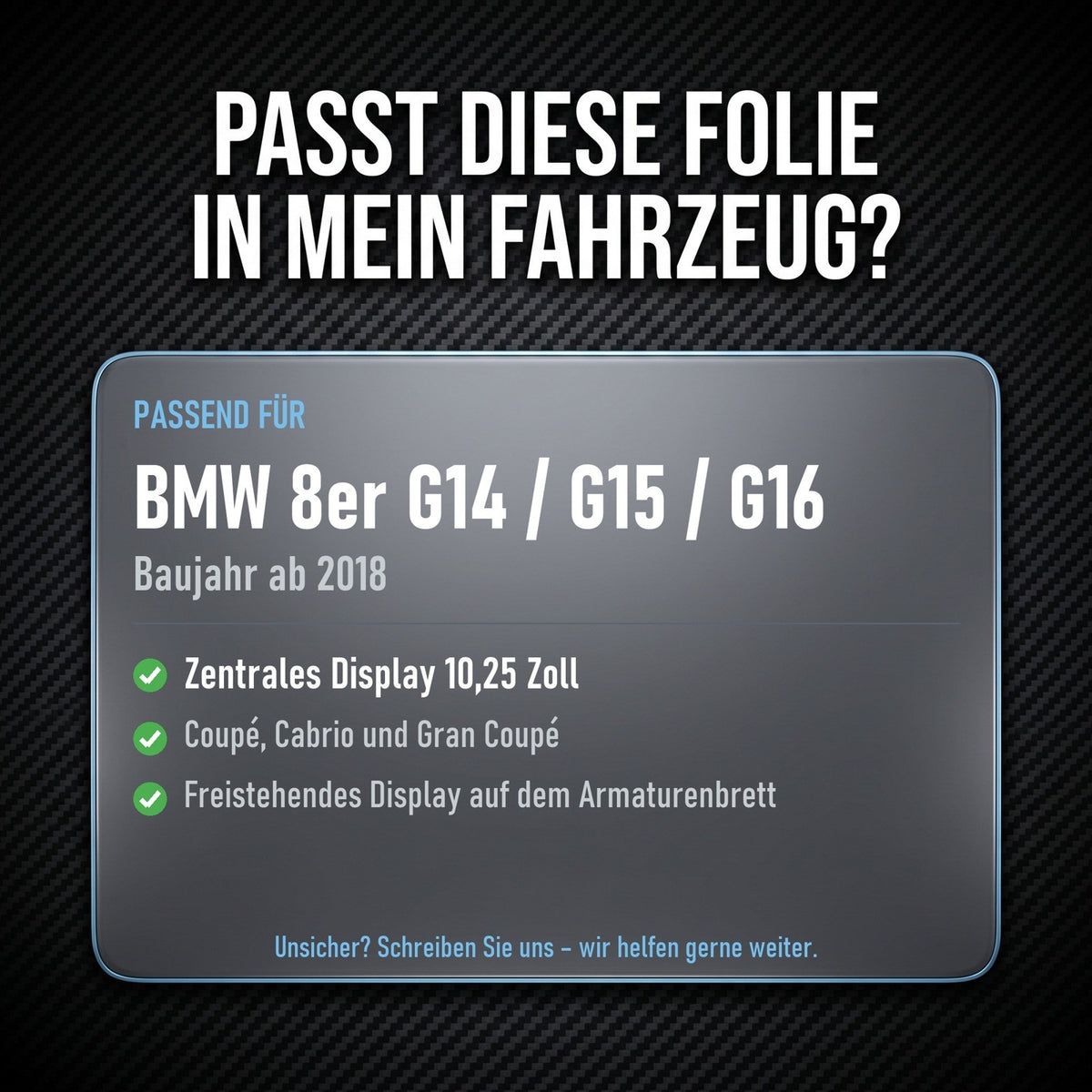 Displayschutzfolie Matt für BMW 8er G14 G15 G16 ab 2018 10,25 Zoll Navi
