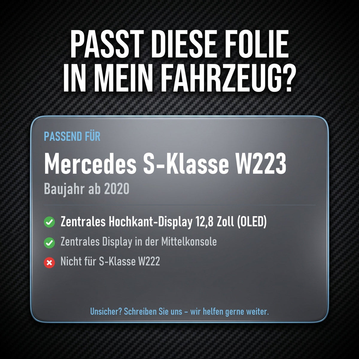 Displayschutzfolie Matt für Mercedes S-Klasse W223 ab 2020 12,8 Zoll OLED Navi