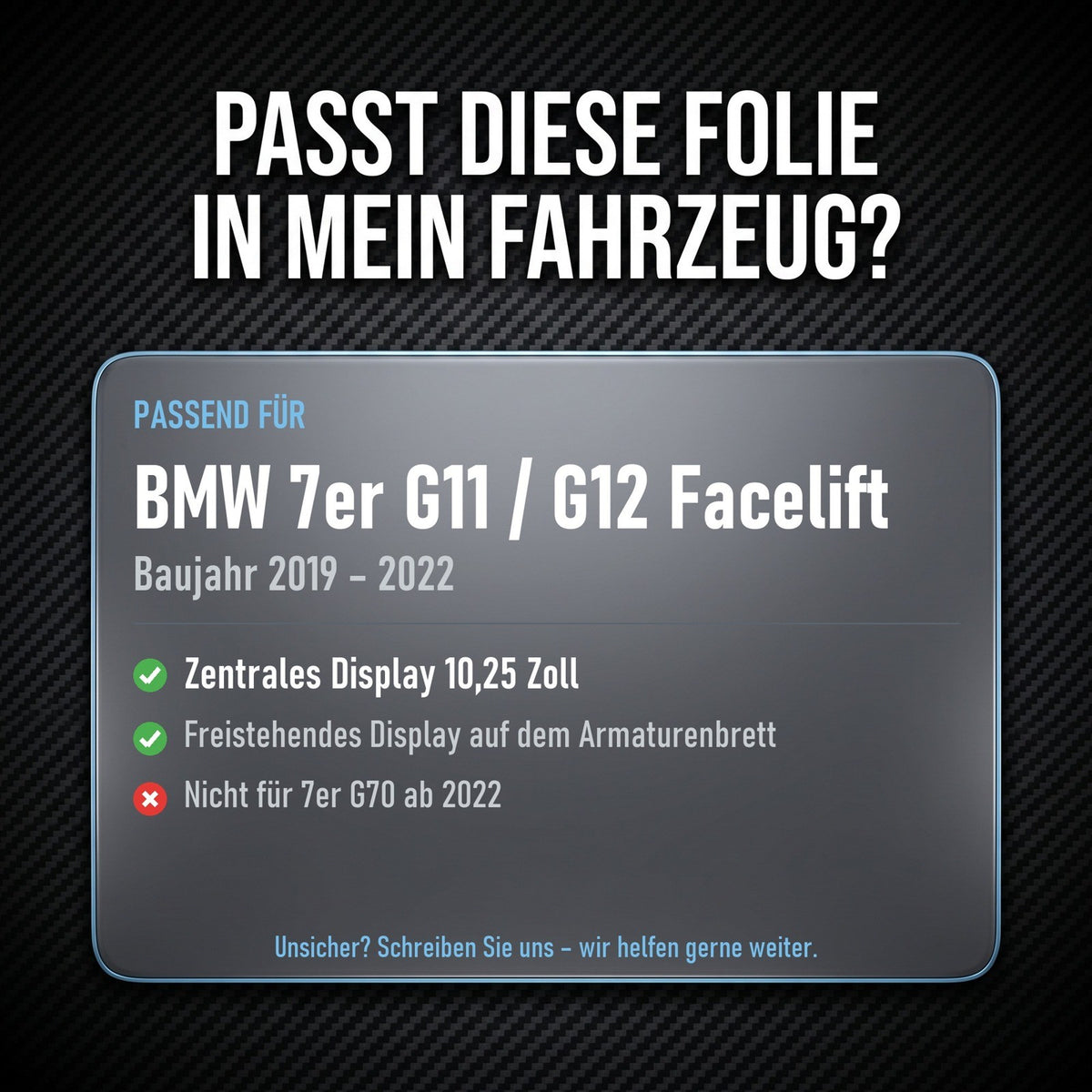 Displayschutzfolie Matt für BMW 7er G11 G12 Facelift 2019-2022 10,25 Zoll